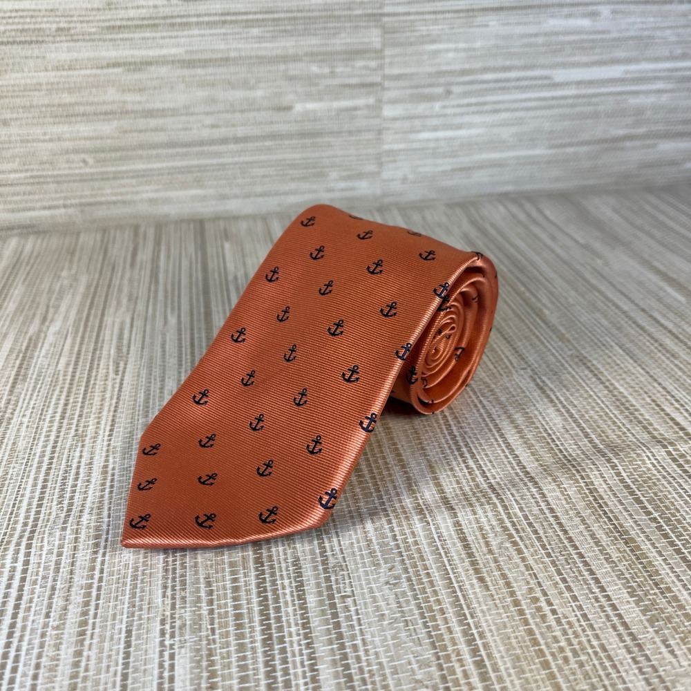 Van Heusen Men's Coral Anchor Print Necktie Polyester Formal Accessory Prep